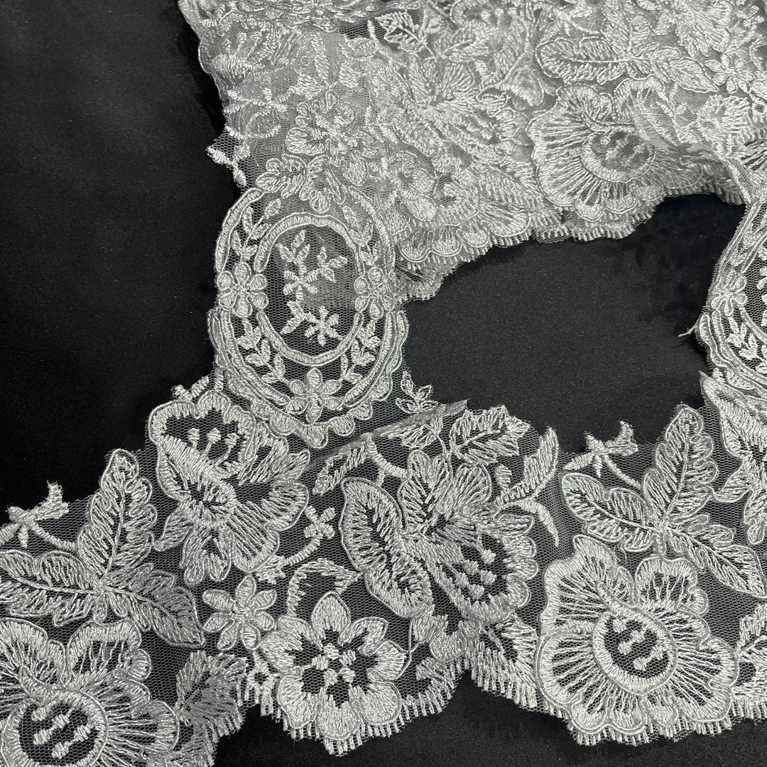Floral Corded Lace Trim – 9" Wide Bridal, Quinceañera & Festa | Lace USA - 97039W/1