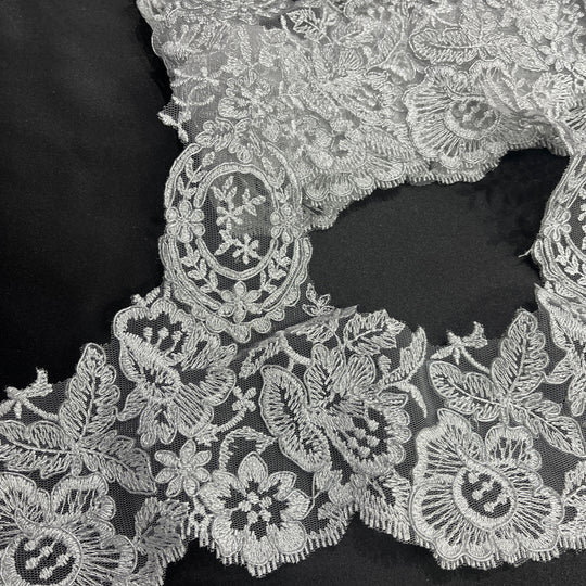 Floral Corded Lace Trim – 9" Wide Bridal, Quinceañera & Festa | Lace USA - 97039W/1