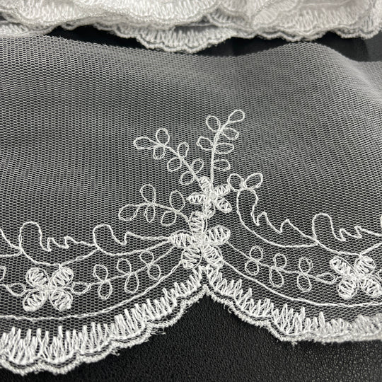 Embroidered Lace Trimming Embroidered on 100% Polyester Net Mesh | Lace USA - 21734W