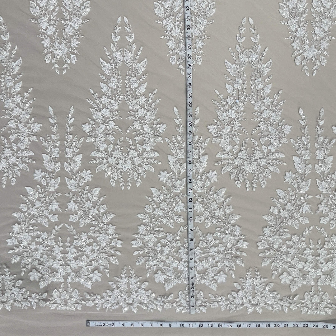 Beaded Lace Fabric Embroidered on 100% Polyester Net Mesh | Lace USA - GD-2636