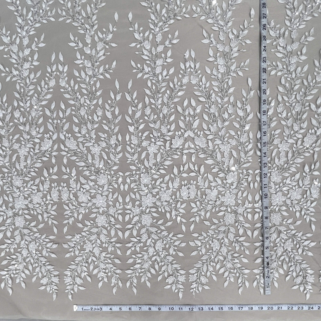 Beaded Lace Fabric Embroidered on 100% Polyester Net Mesh | Lace USA - GD-2628