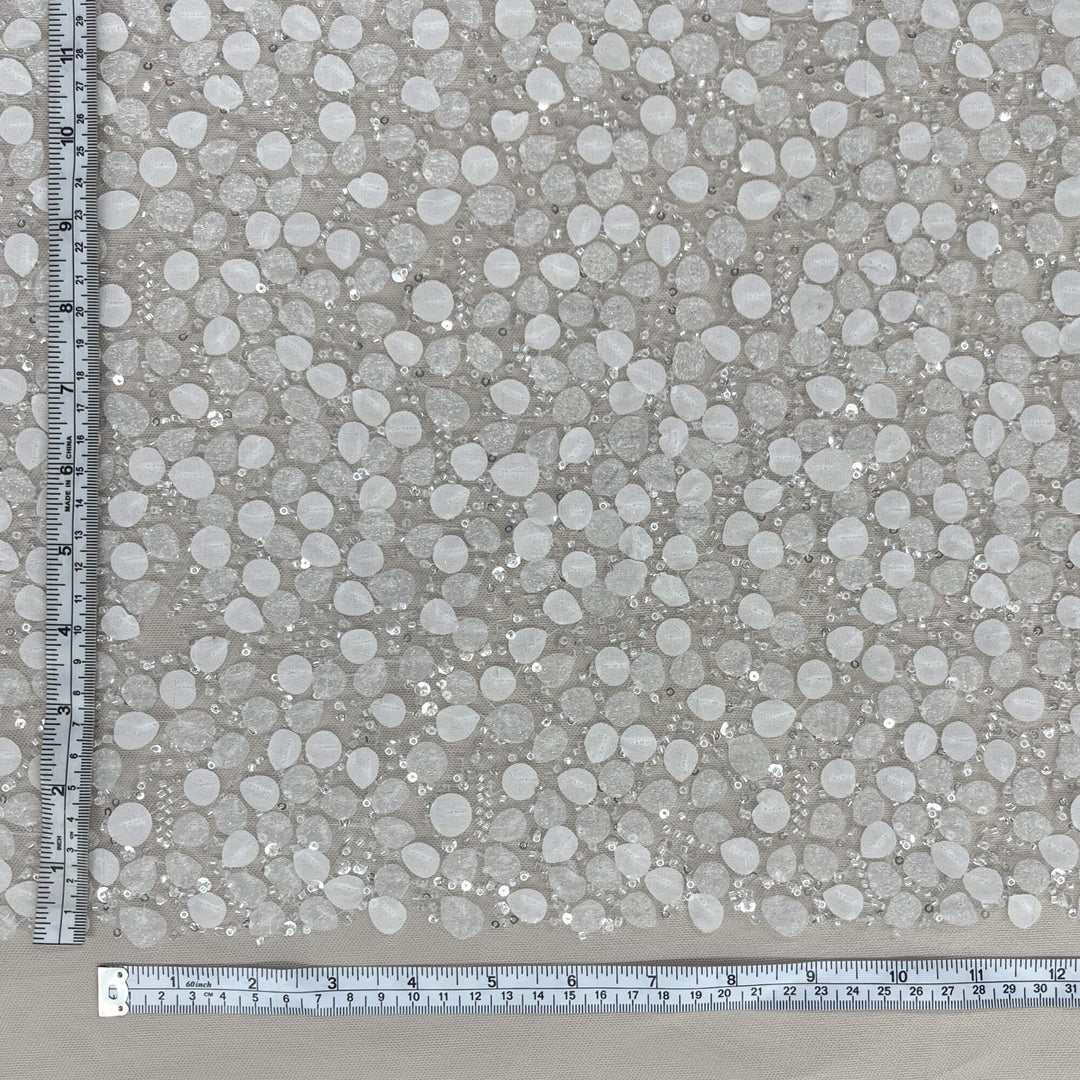 Beaded 3D Floral Lace Fabric Embroidered on 100% Polyester Net Mesh | Lace USA - GD-2633