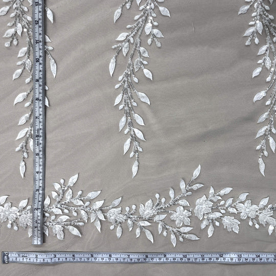 Beaded Lace Fabric Embroidered on 100% Polyester Net Mesh | Lace USA - GD-2628