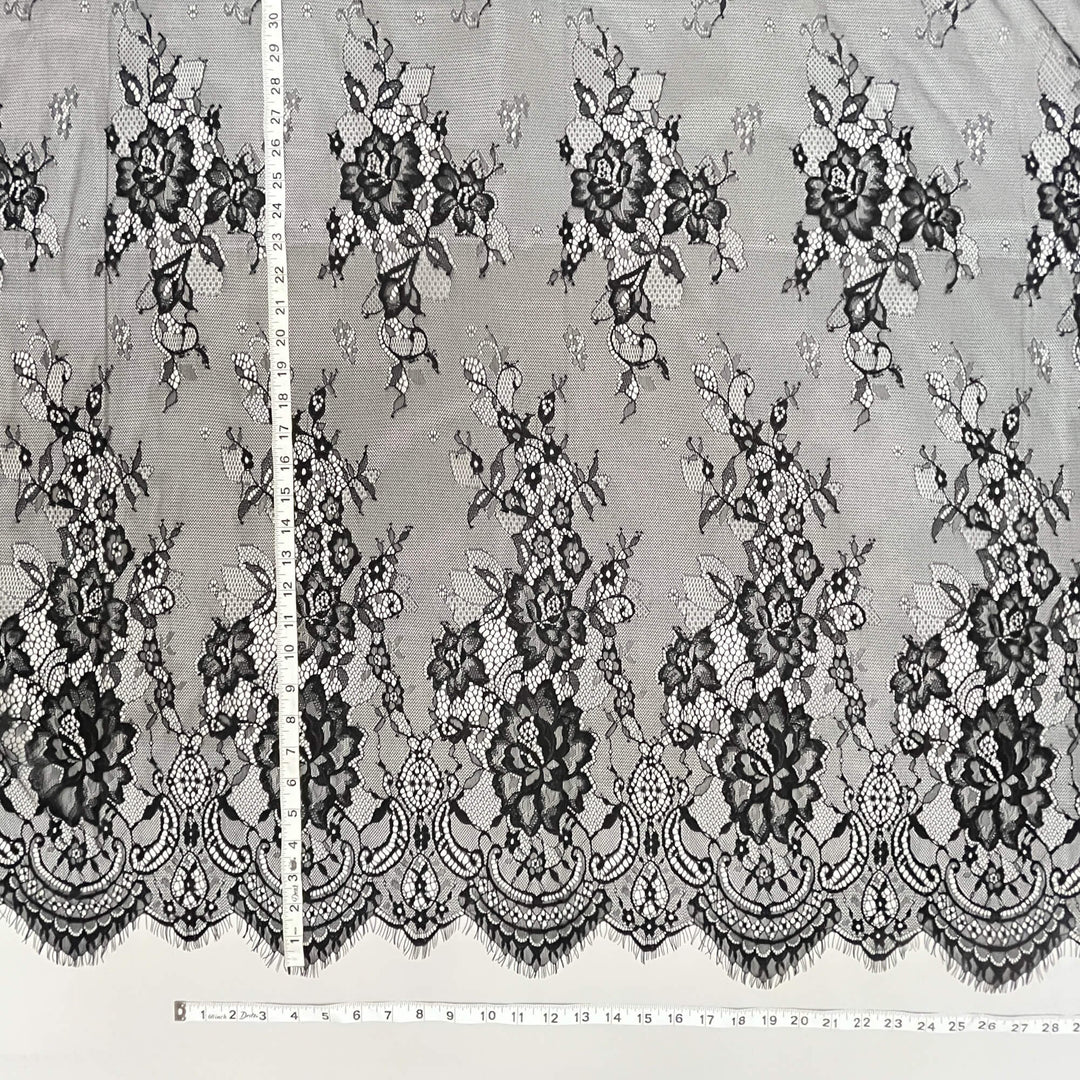 Chantilly Embroidered Lace Fabric with Eyelash Scallop - 3 Yards | Lace USA - GDF-13