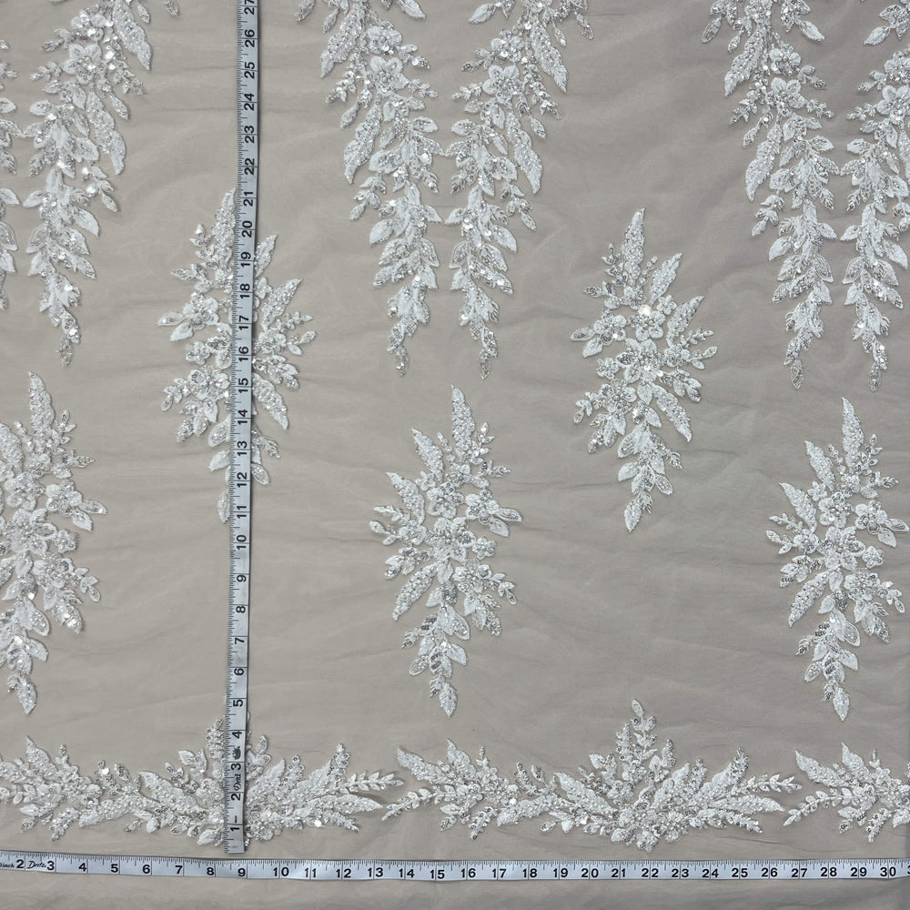 Beaded Lace Fabric Embroidered on 100% Polyester Net Mesh | Lace USA - GD-2638