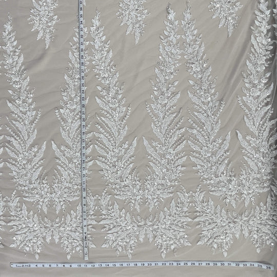 Beaded Lace Fabric Embroidered on 100% Polyester Net Mesh | Lace USA - GD-2638