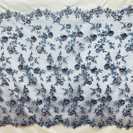 3D Beaded Floral Lace Fabric – Ideal for Quinceañera, Bridesmaids, Dance Costumes| Lace USA - GD-1613
