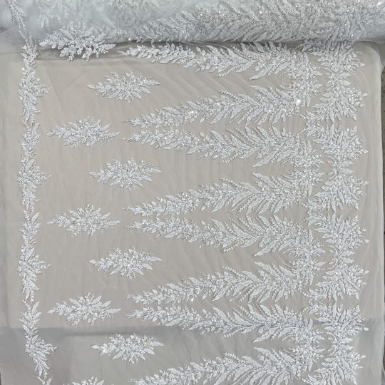 Beaded Lace Fabric Embroidered on 100% Polyester Net Mesh | Lace USA - GD-2638