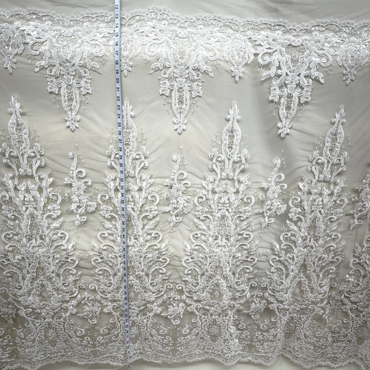 Beaded Lace Fabric Embroidered on 100% Polyester Net Mesh Lace USA - GD-11905