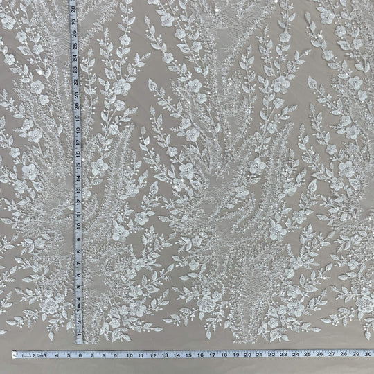 Beaded Lace Fabric Embroidered on 100% Polyester Net Mesh | Lace USA - GD-638