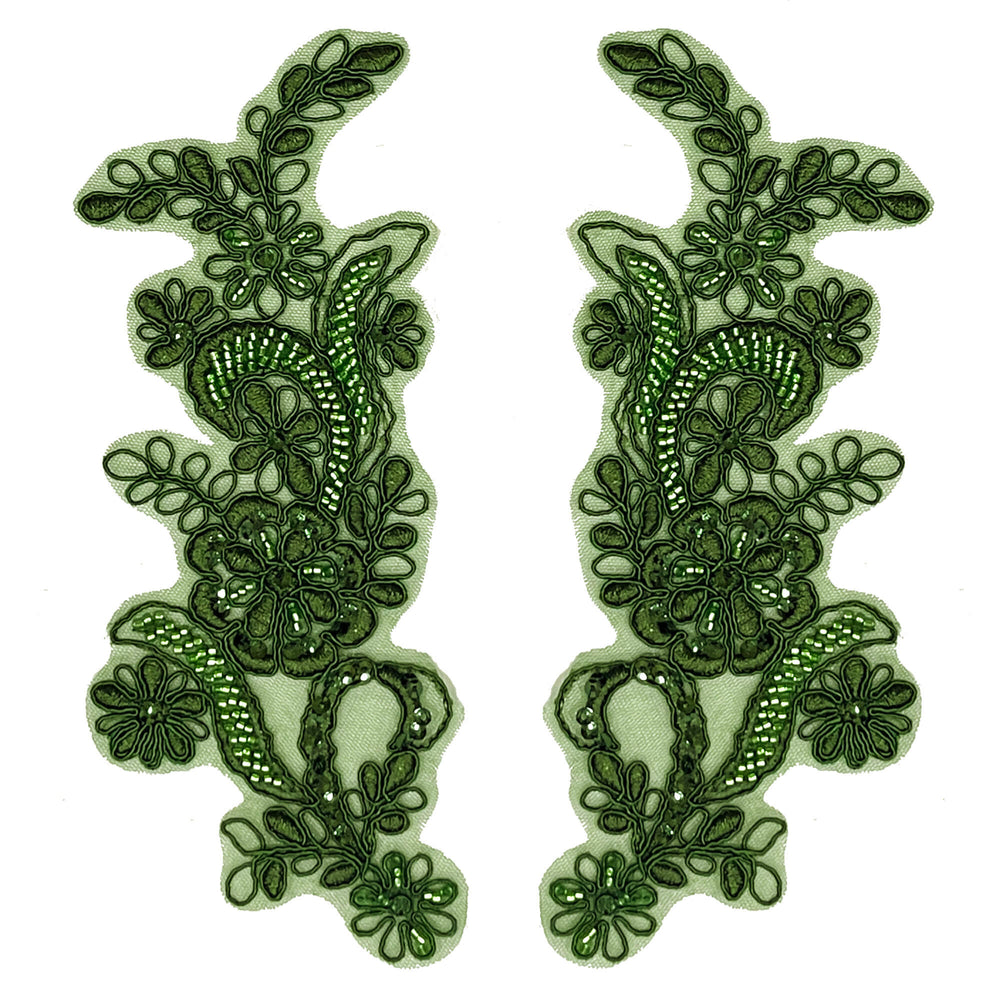 Beaded & Corded Floral Lace Applique Embroidered on 100% Polyester | Lace USA - KZ-67
