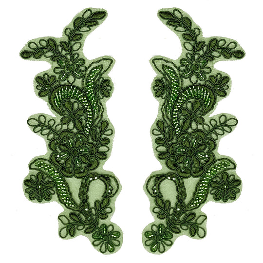 Beaded & Corded Floral Lace Applique Embroidered on 100% Polyester | Lace USA - KZ-67