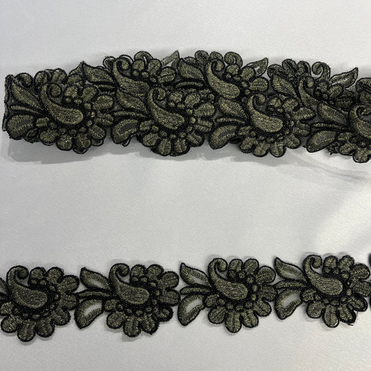 Corded Lace Trimming Embroidered on 100% Polyester Net Mesh | Lace USA - 96753W