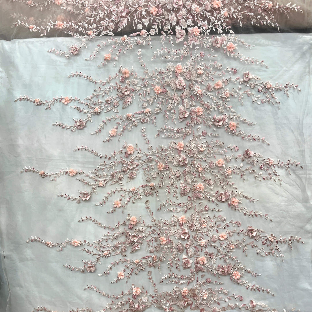 Beaded 3D Floral Lace Fabric – Embroidered Bridal, Quinceañera Lace | Lace USA - GD-3164