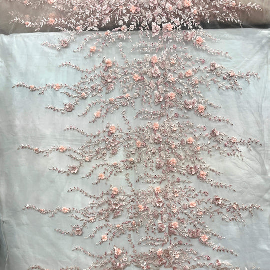 Beaded 3D Floral Lace Fabric – Embroidered Bridal, Quinceañera Lace | Lace USA - GD-3164
