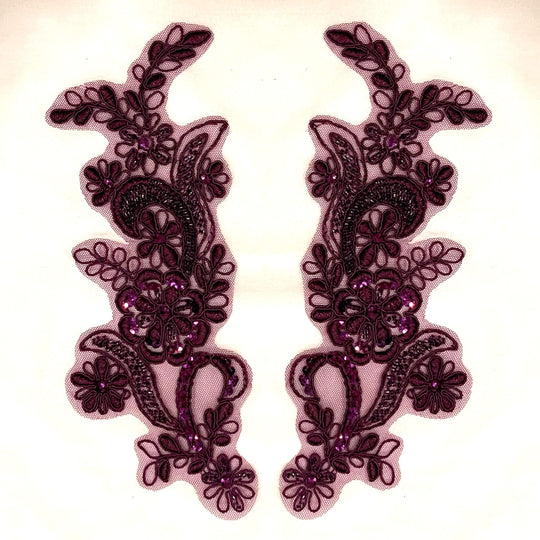 Beaded & Corded Floral Lace Applique Embroidered on 100% Polyester | Lace USA - KZ-67