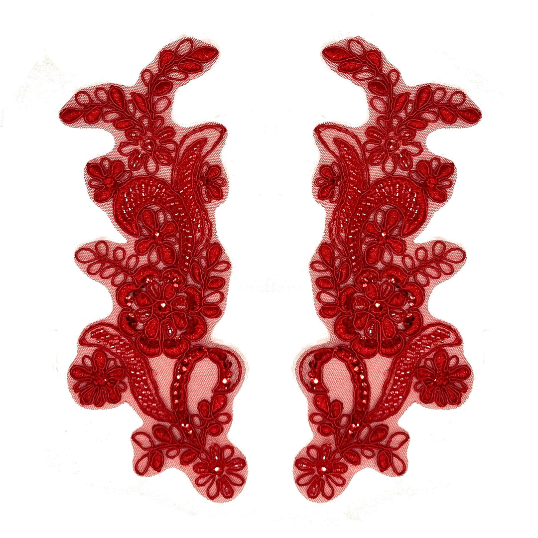 Beaded & Corded Floral Lace Applique Embroidered on 100% Polyester | Lace USA - KZ-67