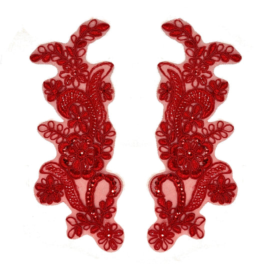 Beaded & Corded Floral Lace Applique Embroidered on 100% Polyester | Lace USA - KZ-67