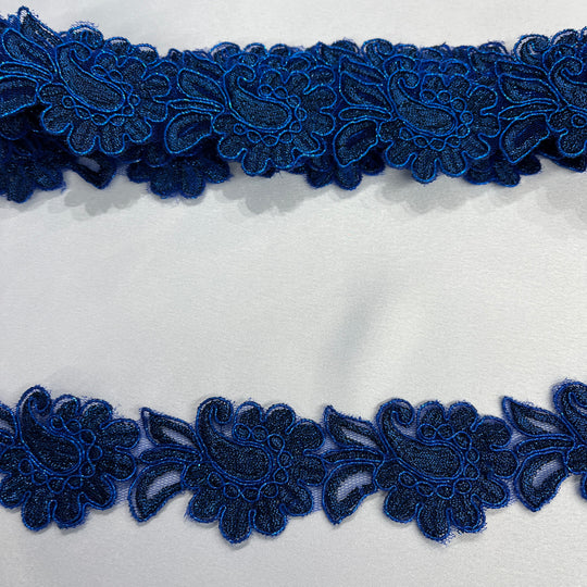 Corded Lace Trimming Embroidered on 100% Polyester Net Mesh | Lace USA - 96753W