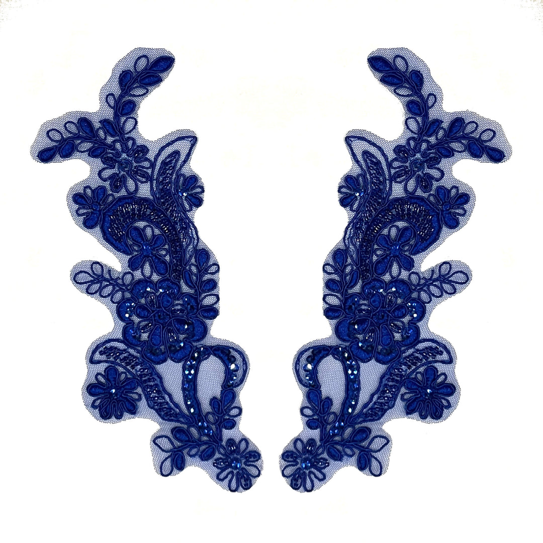 Beaded & Corded Floral Lace Applique Embroidered on 100% Polyester | Lace USA - KZ-67