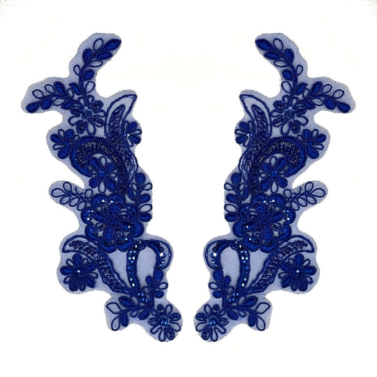 Beaded & Corded Floral Lace Applique Embroidered on 100% Polyester | Lace USA - KZ-67