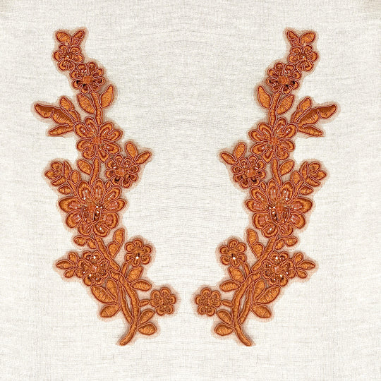 Beaded & Corded Floral Lace Applique Embroidered on 100% Polyester Net Mesh | Lace USA - 95919W-BP