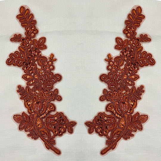 Beaded & Corded Floral Lace Applique Embroidered on 100% Polyester Net Mesh | Lace USA - 91398N-BP