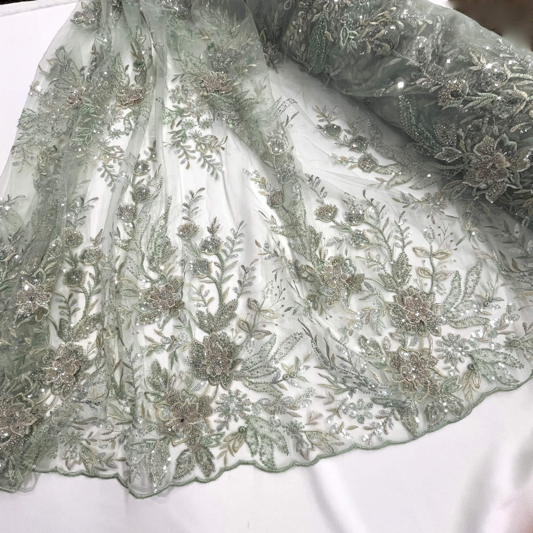 Beaded 3D Floral Lace Fabric – Embroidered Bridal, Quinceañera Lace | Lace USA -  GD-26230