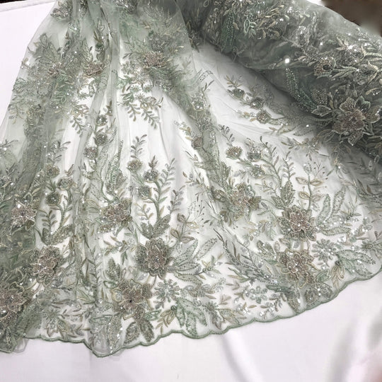 Beaded 3D Floral Lace Fabric – Embroidered Bridal, Quinceañera Lace | Lace USA -  GD-26230