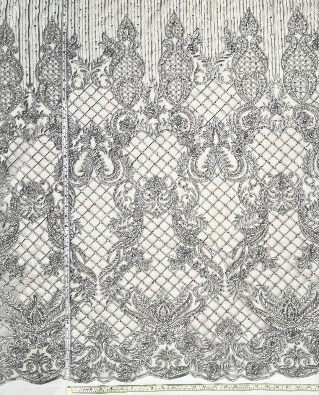 Beaded Lace Fabric Embroidered on 100% Polyester Net Mesh | Lace USA - GD-113