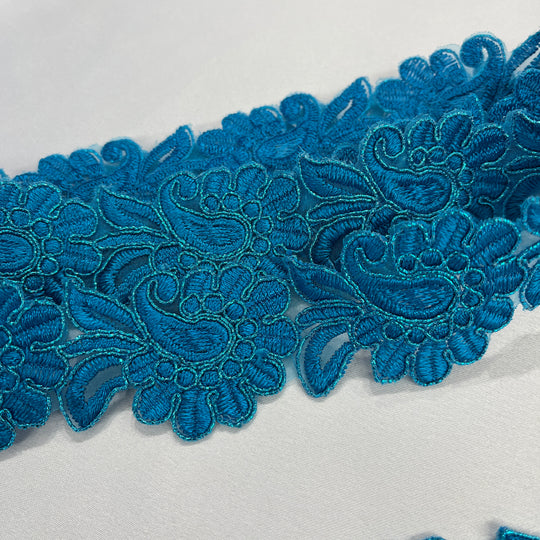 Corded Lace Trimming Embroidered on 100% Polyester Net Mesh | Lace USA - 96753W