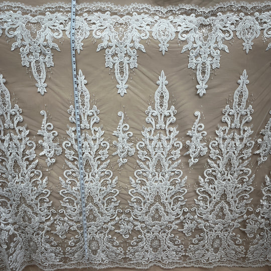 Beaded Lace Fabric Embroidered on 100% Polyester Net Mesh Lace USA - GD-11905