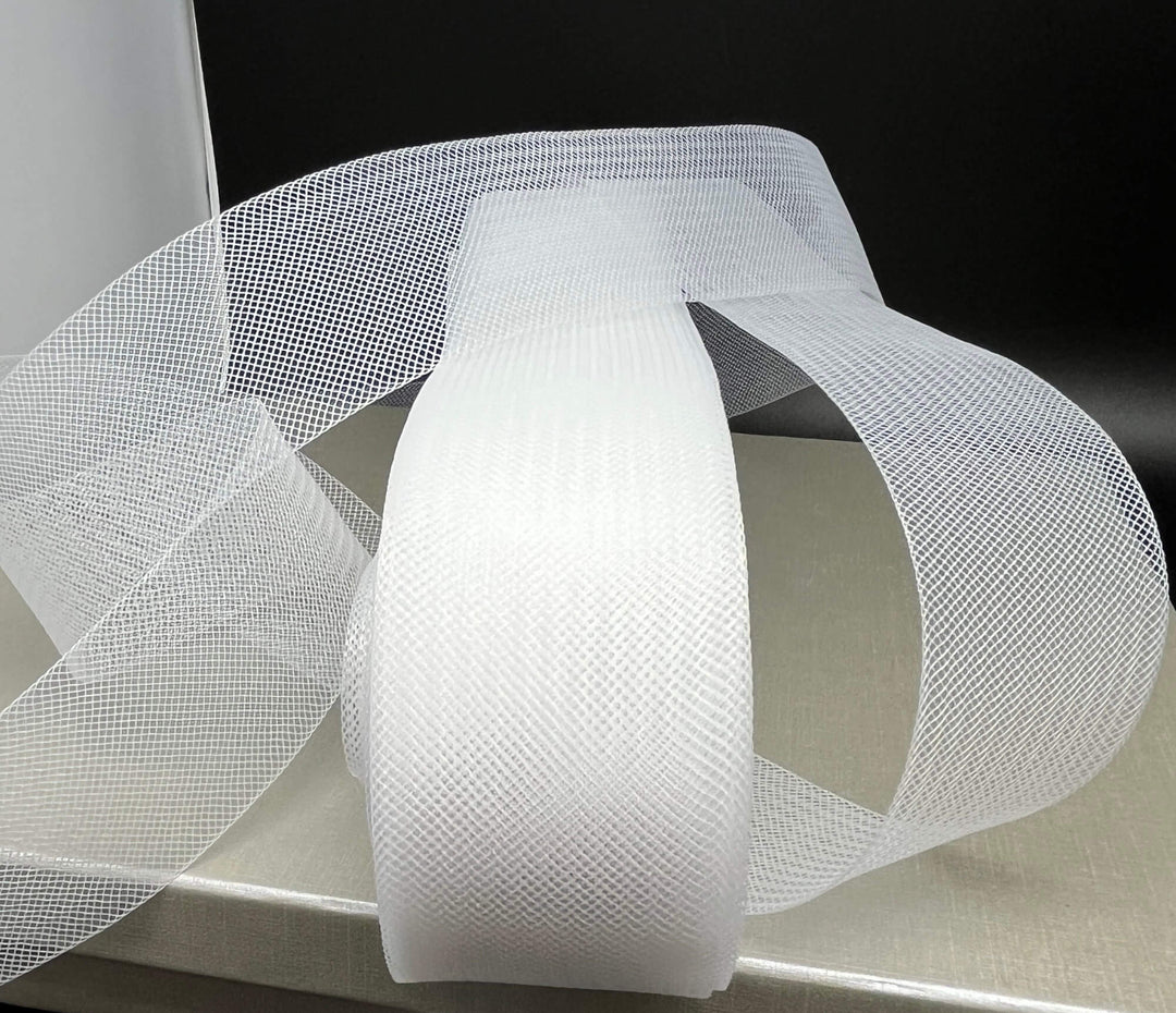 2" Wide Crinoline Webbing Horse hair Trim Braid for Sewing Polyester | Lace USA - Horse Hair 2" Wide White