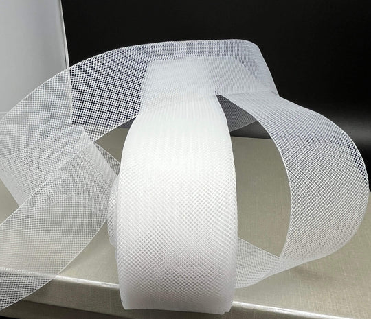2" Wide Crinoline Webbing Horse hair Trim Braid for Sewing Polyester | Lace USA - Horse Hair 2" Wide White