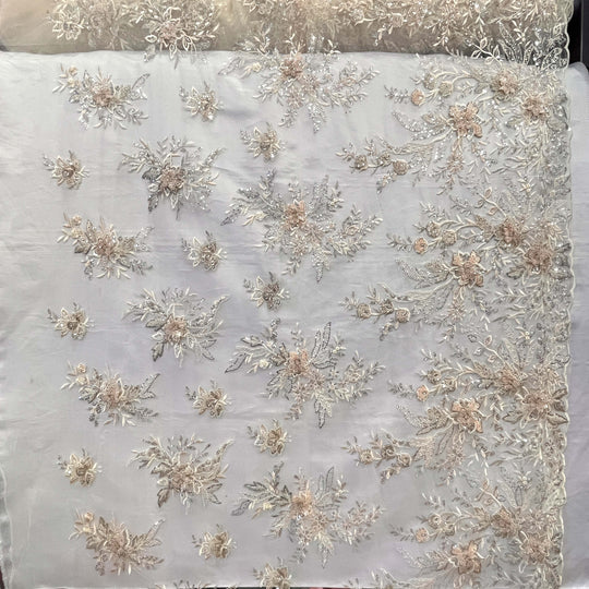 Beaded 3D Floral Lace Fabric – Embroidered Bridal, Quinceañera Lace | Lace USA -  GD-26230