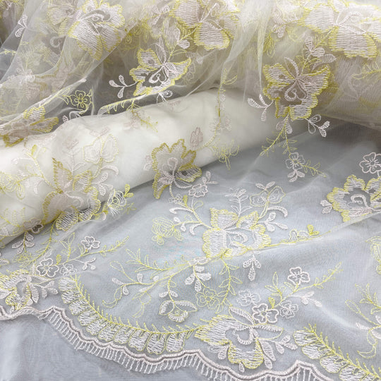 Lace Fabric Embroidered on 100% Polyester Net Mesh | Lace USA - 42092W