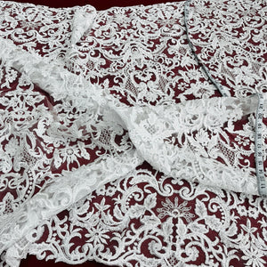 Beaded & Corded Bridal Lace Fabric Embroidered on 100% Polyester Net Mesh | Lace USA - 96997W-HB