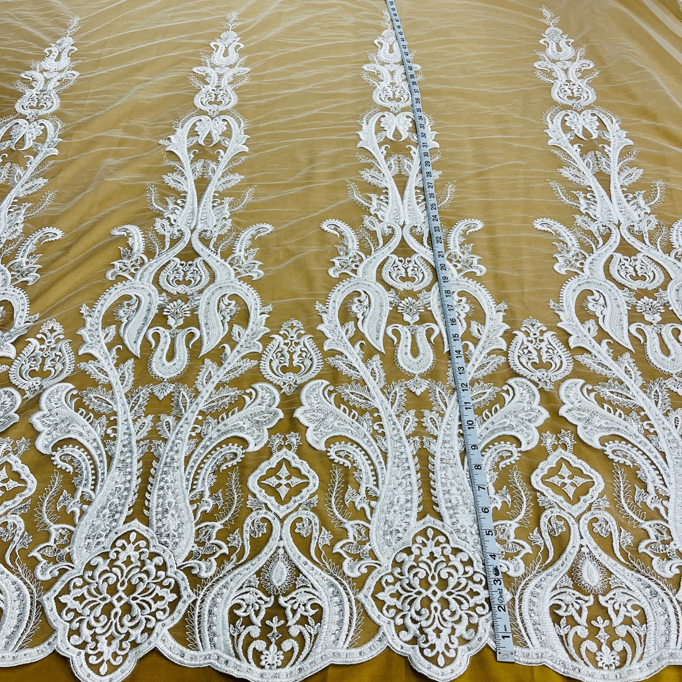 Beaded Lace Fabric Embroidered on 100% Polyester Net Mesh | Lace USA