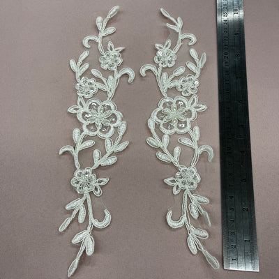 Beaded & Corded Lace Applique Embroidered on 100% Polyester Organza | Lace USA