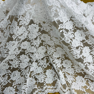 Beaded & Corded Lace Fabric Embroidered on 100% Polyester Net Mesh | Lace USA