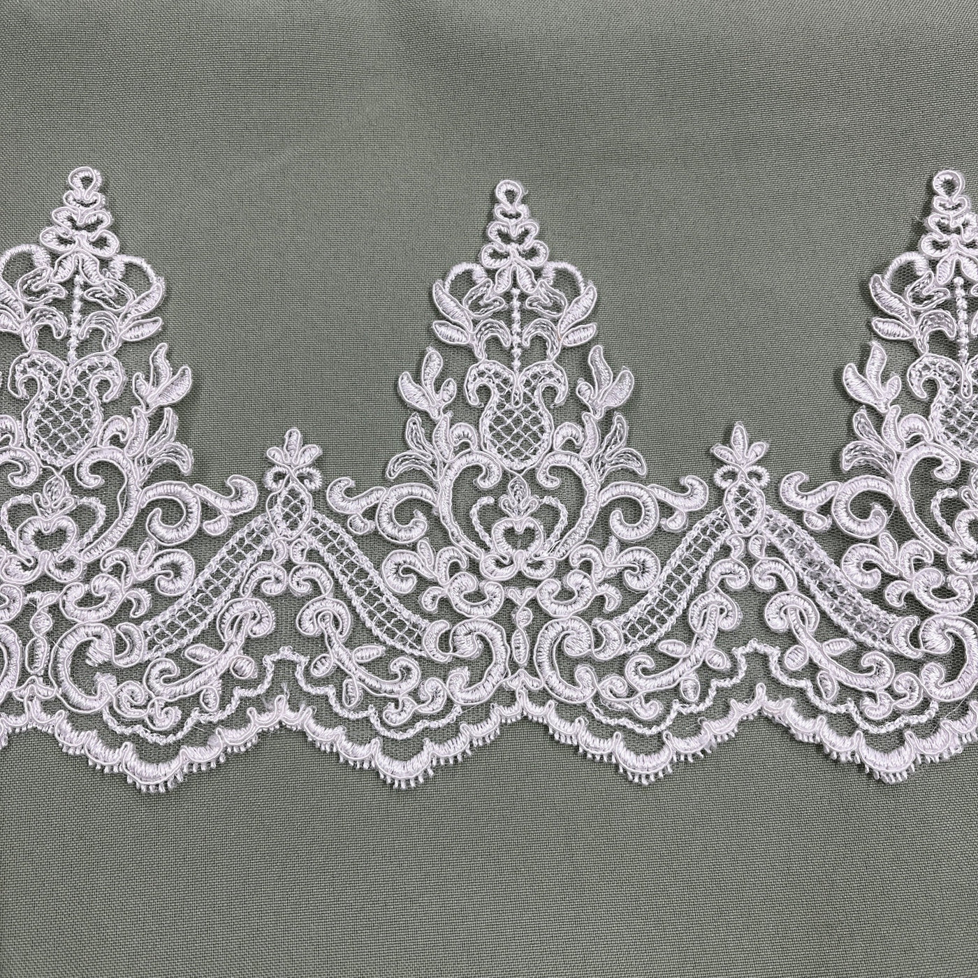 Corded Lace Trimming Embroidered on 100% Polyester Net Mesh | Lace USA