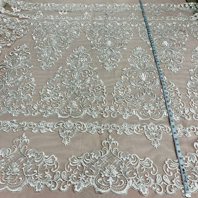 Corded Bridal Lace Fabric Embroidered on 100% Polyester Net Mesh | Lace USA