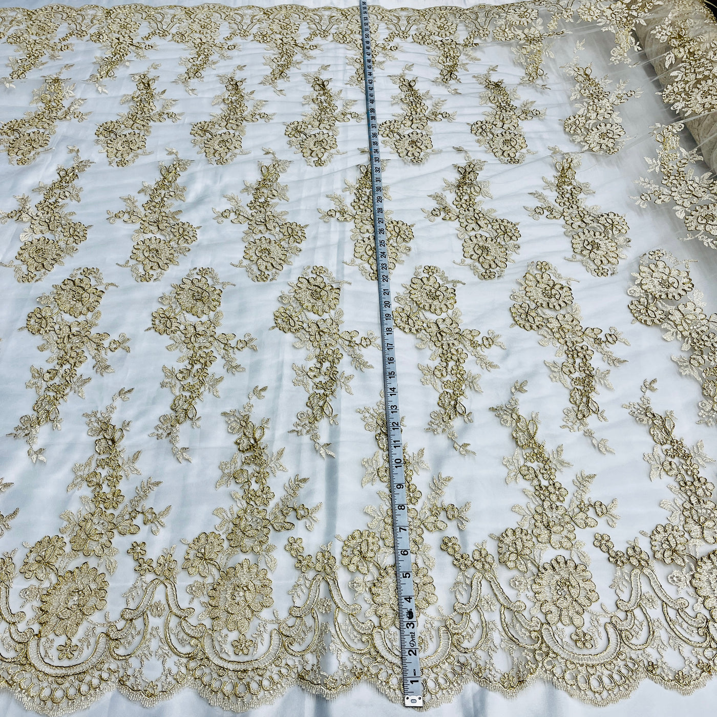 Corded Bridal Lace Fabric Embroidered on 100% Polyester Net Mesh | Lace USA