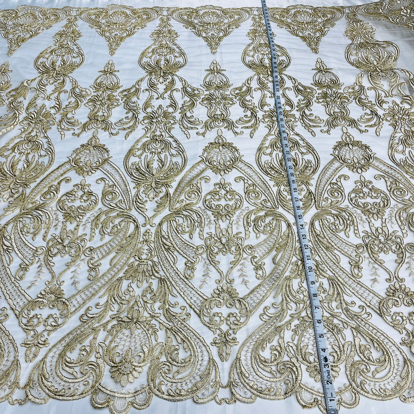 Corded Bridal Lace Fabric Embroidered on 100% Polyester Net Mesh | Lace USA