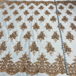 Beaded & Corded Lace Fabric Embroidered on 100% Polyester Net Mesh | Lace USA