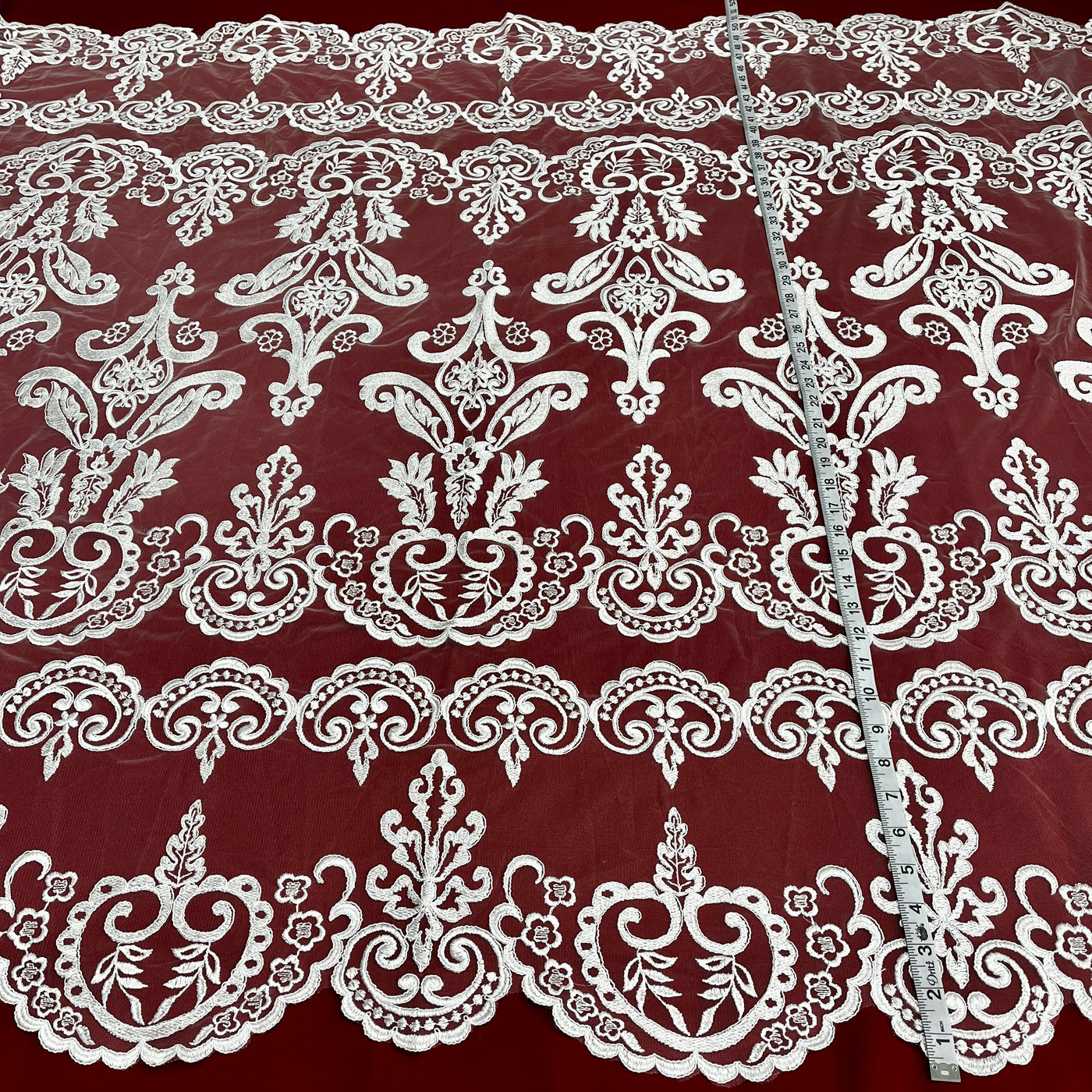 Corded Bridal Lace Fabric Embroidered on 100% Polyester Net Mesh | Lace USA