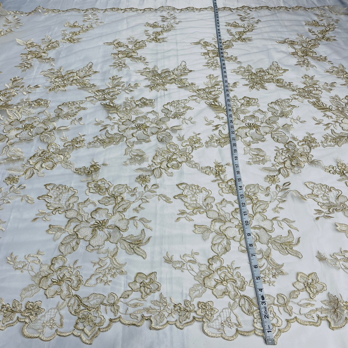 Corded Bridal Lace Fabric Embroidered on 100% Polyester Net Mesh | Lace USA