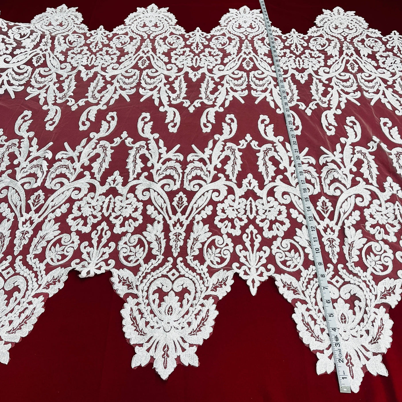 Corded Bridal Lace Fabric Embroidered on 100% Polyester Net Mesh | Lace USA