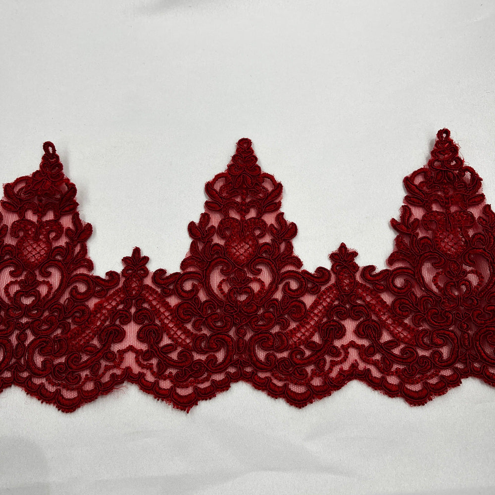 Corded Lace Trimming Embroidered on 100% Polyester Net Mesh | Lace USA