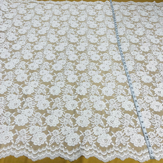 Corded Bridal Lace Fabric Embroidered on 100% Polyester Net Mesh | Lace USA